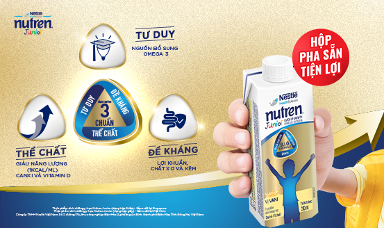 Nutren Junior hộp pha sẵn - dinh dưỡng chuyên biệt giúp trẻ tăng trưởng 3 chuẩn và phát triển toàn diện