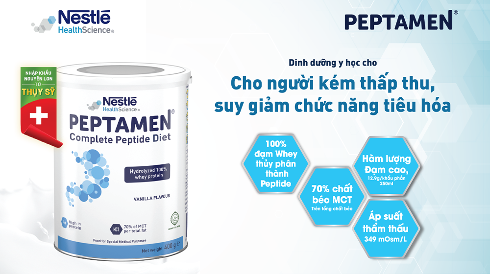 PEPTAMEN cho người kém hấp thu, suy giảm chức năng tiêu hóa