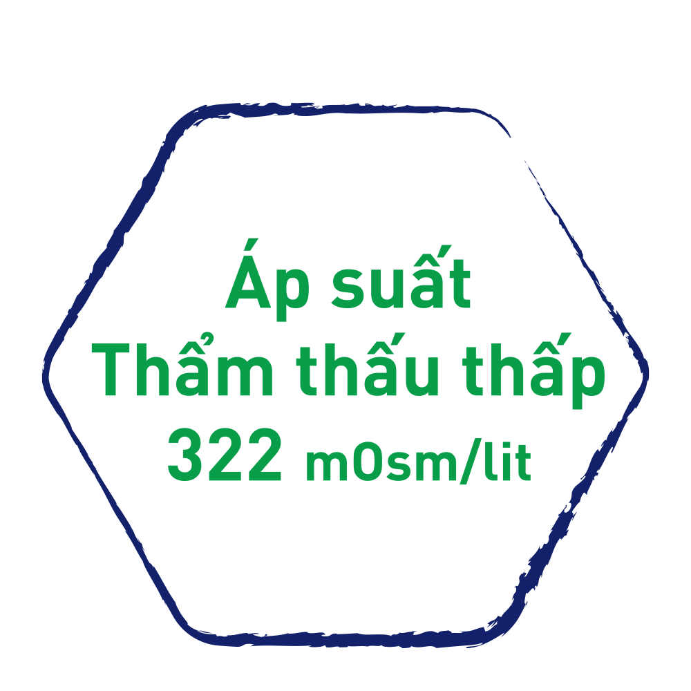 Áp suất thẩm thấu thấp - 322 mOsm/L ở nồng độ chuẩn