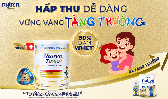 Nutren Junior 50% Đạm Whey từ Thụy Sĩ giúp trẻ suy dinh dưỡng do hấp thu kém và tiêu hóa kém hồi phục