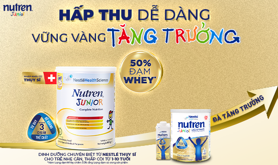 Nutren Junior 50% Đạm Whey giúp trẻ hấp thu dễ dàng vững vàng tăng trưởng