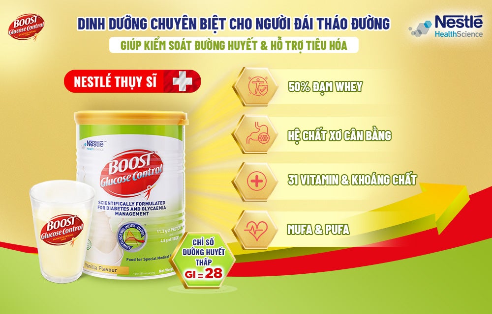 BOOST Glucose Control dinh dưỡng chuyên biệt cho người đái tháo đường giúp kiểm soát đường huyết & hỗ trợ tiêu hóa