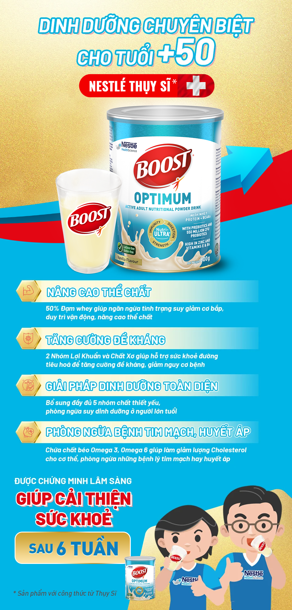 Boost Optimum - Dinh dưỡng chuyên biệt từ Nestlé Thụy Sĩ cho tuổi 50+