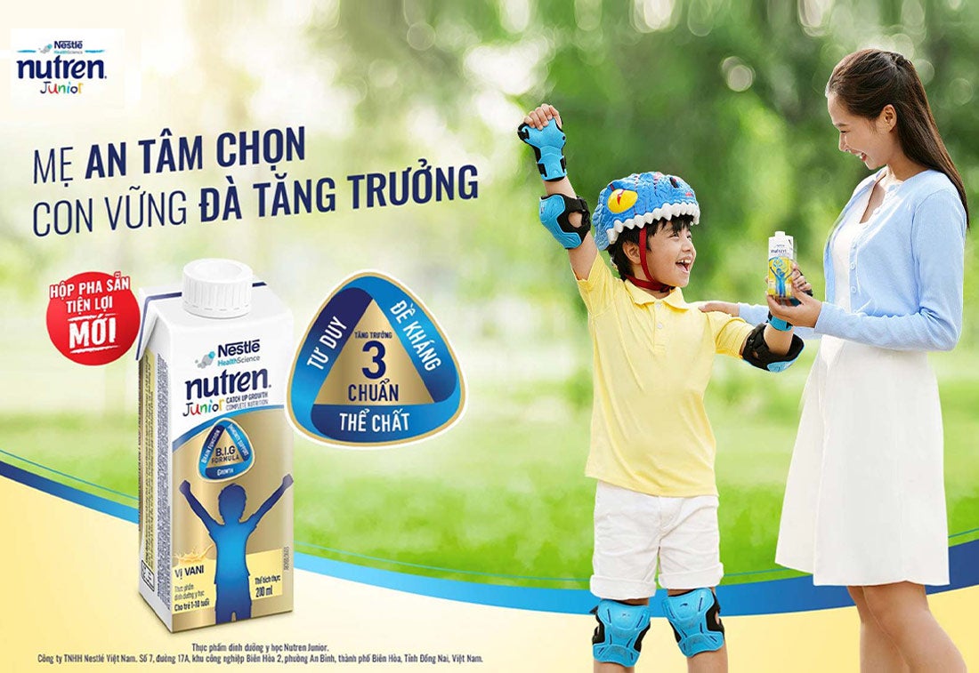 Nutren Junior - Dinh dưỡng chuyên biệt từ Nestlé Thụy Sĩ cho trẻ nhẹ cân, thấp còi - Nutren Junior, nay đã có hộp pha sẵn tiện lợi