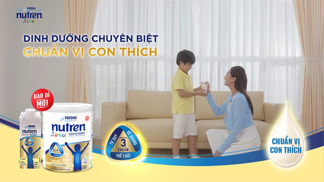 Nutren Junior - Dinh dưỡng chuyên biệt giúp trẻ hồi phục cân nặng chuẩn, tăng trưởng 3 chuẩn, phát triển toàn diện