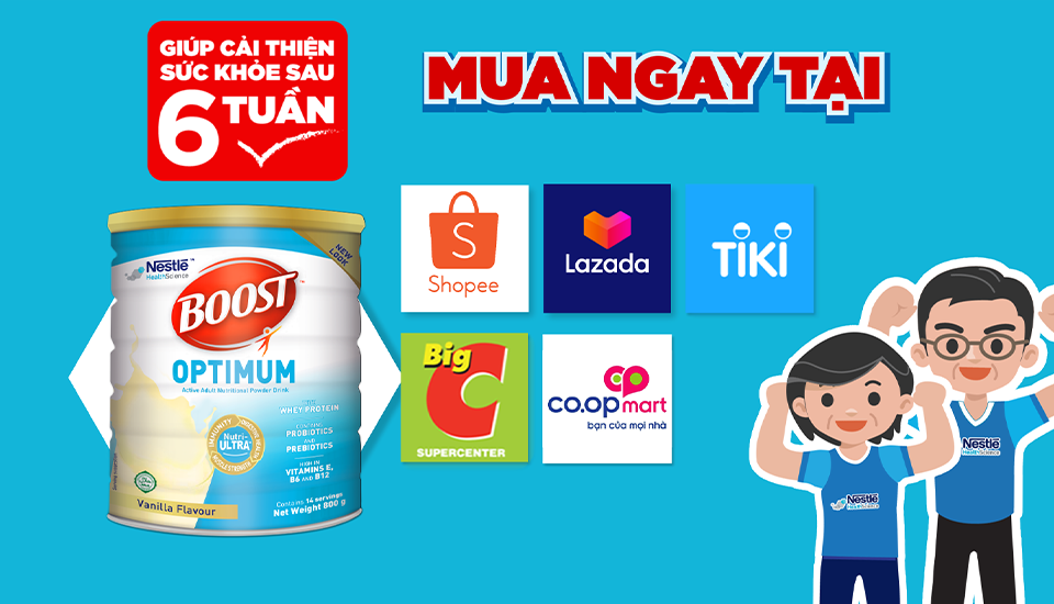 Mua ngay BOOST Optimum tại siêu thị, cửa hàng sữa gần nhà hoặc sàn thương mại điện tử