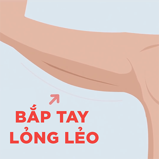 Bắp tay lỏng lẻo do tác dụng của cơ bắp chịu ảnh hưởng tuổi tác