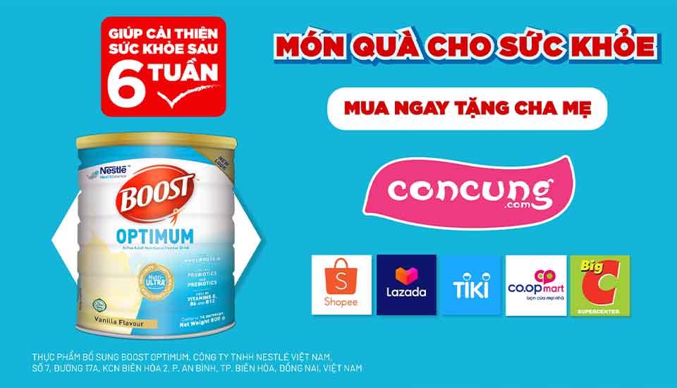 Mua ngay BOOST Optimum tại siêu thị, cửa hàng sữa gần nhà hoặc sàn thương mại điện tử