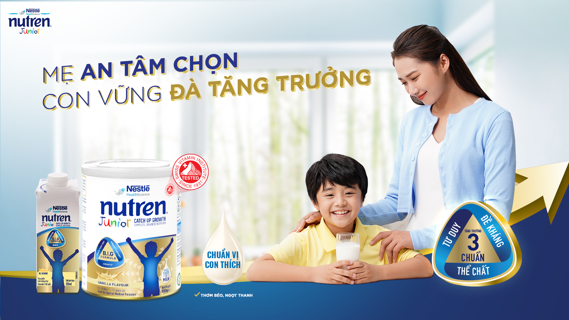 Mẹ An Tâm Chọn Sữa Nutren Junior Pha Sẵn Cho Con Vững Đà Tăng Trưởng